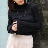 ブラック | フレアスリーブハイネックニット | Girly Doll