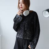 ブラック | グラデーション銀箔ショートニット | Girly Doll