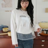 オフホワイト | チュール重ね箔ロゴロンT | Girly Doll