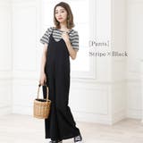 【パンツ】ストライプ×ブラック | キャミワンピ＋Tシャツ セット【韓国ファッション】 | Girly Doll