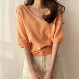 Vネック半袖サマーニットプルオーバー【韓国ファッション】 | Doula Doula | 詳細画像29