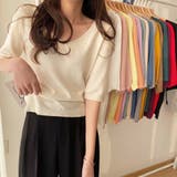 Vネック半袖サマーニットプルオーバー【韓国ファッション】 | Doula Doula | 詳細画像32