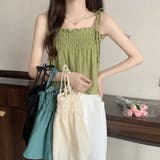 シャーリングフレアキャミソール【韓国FASHION】【2022春夏商品】 | Girly Doll | 詳細画像3