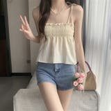 シャーリングフレアキャミソール【韓国FASHION】【2022春夏商品】 | Girly Doll | 詳細画像6