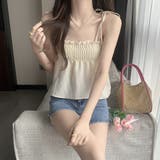 シャーリングフレアキャミソール【韓国FASHION】【2022春夏商品】 | Girly Doll | 詳細画像7