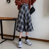 ネイビー | ハイウエストチェックフレアスカート | Girly Doll