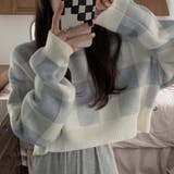 ギンガムチェックニットトップス【韓国ファッション】 | Girly Doll | 詳細画像4