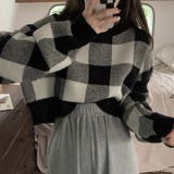 ギンガムチェックニットトップス【韓国ファッション】 | Girly Doll | 詳細画像8