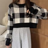 ギンガムチェックニットトップス【韓国ファッション】 | Girly Doll | 詳細画像9