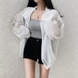 ホワイト | ドローストリングナイロンジャケット【韓国ファッション】【春夏新商品】 | Girly Doll