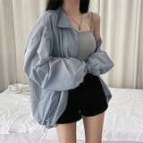 ブルー | ドローストリングナイロンジャケット【韓国ファッション】【春夏新商品】 | Girly Doll