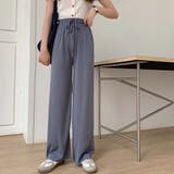グレーブルー | ウエストリボンリラックスパンツ【韓国ファッション】【春夏新商品】 | Girly Doll
