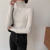 ホワイト | タートルネックリブニットトップス【韓国ファッション】【春夏新商品】 | Girly Doll