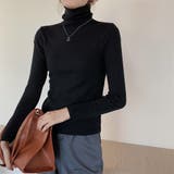 ブラック | タートルネックリブニットトップス【韓国ファッション】【春夏新商品】 | Girly Doll