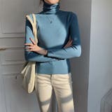 ブルー | タートルネックリブニットトップス【韓国ファッション】【春夏新商品】 | Girly Doll