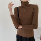 ブラウン | タートルネックリブニットトップス【韓国ファッション】【春夏新商品】 | Girly Doll