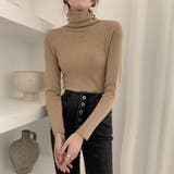 モカ | タートルネックリブニットトップス【韓国ファッション】【春夏新商品】 | Girly Doll
