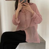 ピンク | シアーシフォン シャツ【韓国ファッション】【春夏新商品】 | Girly Doll