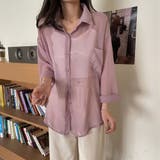 パープル | シアーシフォン シャツ【韓国ファッション】【春夏新商品】 | Girly Doll