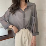 ダークグレー | シアーシフォン シャツ【韓国ファッション】【春夏新商品】 | Girly Doll