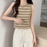 ボーダーノースリーブ ニットトップス【韓国ファッション】【春夏新商品】 | Doula Doula | 詳細画像4 