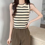 ボーダーノースリーブ ニットトップス【韓国ファッション】【春夏新商品】 | Doula Doula | 詳細画像7 