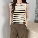 ボーダーノースリーブ ニットトップス【韓国ファッション】【春夏新商品】 | Doula Doula | 詳細画像9 