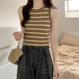 ボーダーノースリーブ ニットトップス【韓国ファッション】【春夏新商品】 | Doula Doula | 詳細画像13 