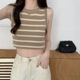 ボーダーノースリーブ ニットトップス【韓国ファッション】【春夏新商品】 | Doula Doula | 詳細画像14 