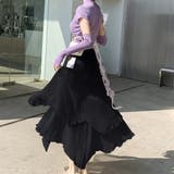 イレギュラーヘム シフォンフレアスカート【韓国ファッション】【春夏新商品】 | Doula Doula | 詳細画像2 