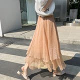 イレギュラーヘム シフォンフレアスカート【韓国ファッション】【春夏新商品】 | Doula Doula | 詳細画像3 