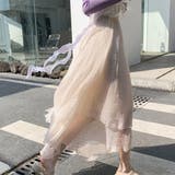 イレギュラーヘム シフォンフレアスカート【韓国ファッション】【春夏新商品】 | Doula Doula | 詳細画像4 