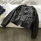 絶妙なサイズ感。PUエコレザーノーカラージャケット | Doula Doula | 詳細画像5