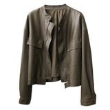 絶妙なサイズ感。PUエコレザーノーカラージャケット | Doula Doula | 詳細画像8