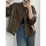 絶妙なサイズ感。PUエコレザーノーカラージャケット | Doula Doula | 詳細画像12