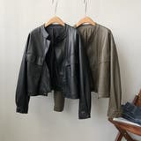 絶妙なサイズ感。PUエコレザーノーカラージャケット | Doula Doula | 詳細画像24