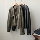 絶妙なサイズ感。PUエコレザーノーカラージャケット | Doula Doula | 詳細画像25