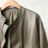 絶妙なサイズ感。PUエコレザーノーカラージャケット | Doula Doula | 詳細画像27