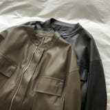 絶妙なサイズ感。PUエコレザーノーカラージャケット | Doula Doula | 詳細画像36