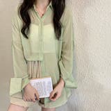 グリーン | 爽やかなシアー素材。シースルーカラーシャツ | Doula Doula