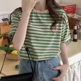 ハートのロゴがポイント。クルーネックカラーボーダーTシャツ | Girly Doll | 詳細画像10