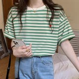 ハートのロゴがポイント。クルーネックカラーボーダーTシャツ | Girly Doll | 詳細画像14