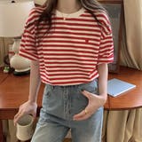ハートのロゴがポイント。クルーネックカラーボーダーTシャツ | Girly Doll | 詳細画像19