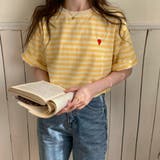 ハートのロゴがポイント。クルーネックカラーボーダーTシャツ | Girly Doll | 詳細画像25
