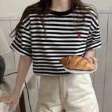 ハートのロゴがポイント。クルーネックカラーボーダーTシャツ | Girly Doll | 詳細画像29