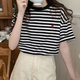 ハートのロゴがポイント。クルーネックカラーボーダーTシャツ | Girly Doll | 詳細画像30