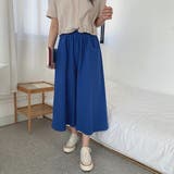 ブルー | 大人のラフ感。ウエストゴムフレアガウチョパンツ クロップドパンツ | Doula Doula