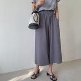 グレー | 大人のラフ感。ウエストゴムフレアガウチョパンツ クロップドパンツ | Doula Doula