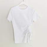 ホワイト | サイドギャザーでスタイルアップ。イレギュラーヘムクロップドTシャツ | Girly Doll