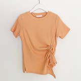 オレンジ | サイドギャザーでスタイルアップ。イレギュラーヘムクロップドTシャツ | Girly Doll